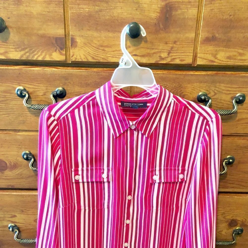 Jones New York  Pink and White Striped Blouse